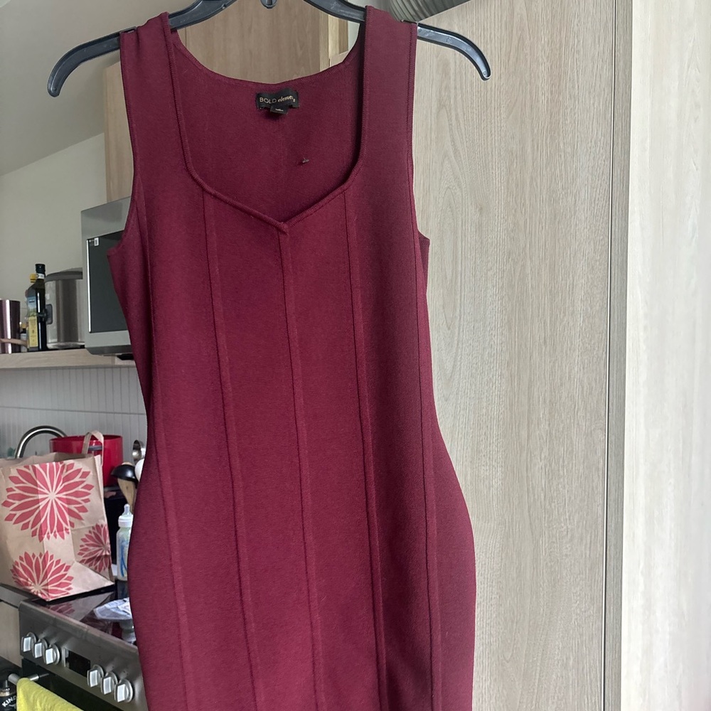 Burgundy Sleeveless Midi Bodycon Dress